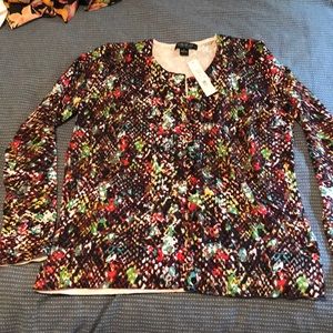 August Silk multicolor button up cardigan. NWT, XL